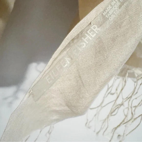 Eileen Fisher - Cream Silk Blend Scarf - Picture 4 of 4